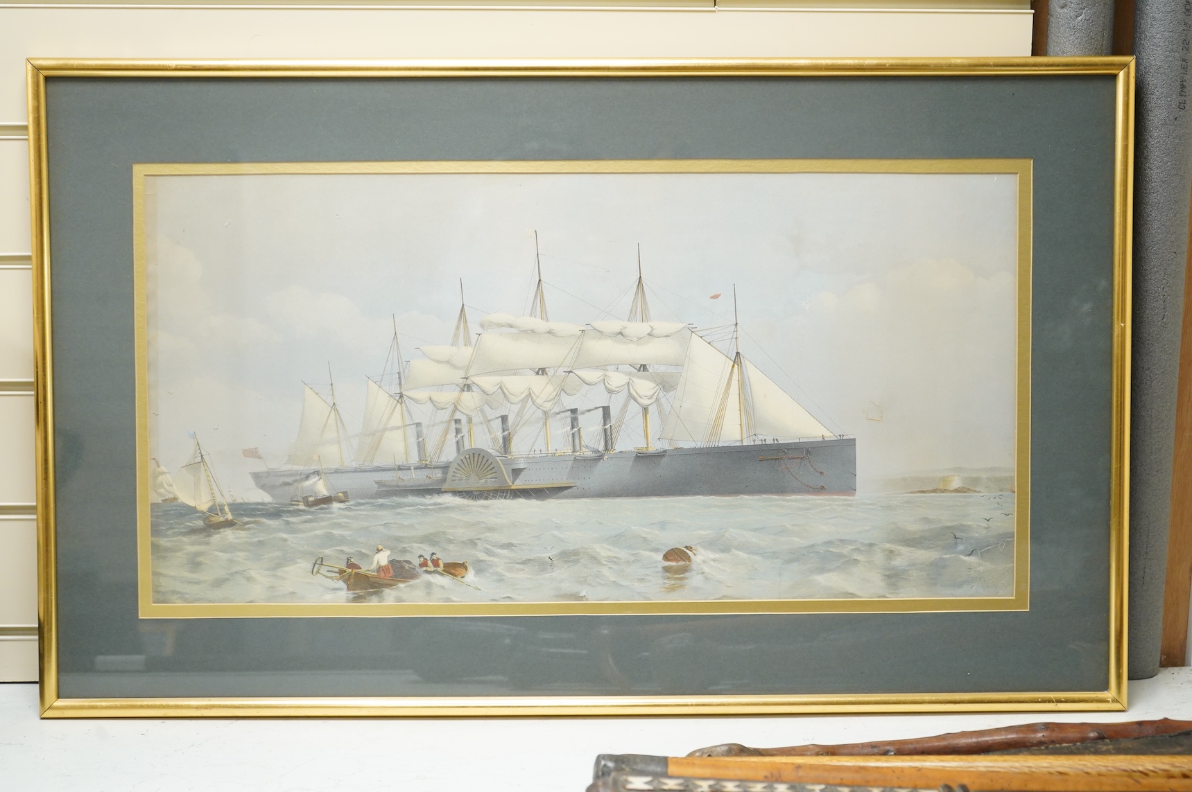 After Thomas Goldsworthy Dutton (1820–1891), 'The Great Eastern', colour lithograph, 32 x 66cm